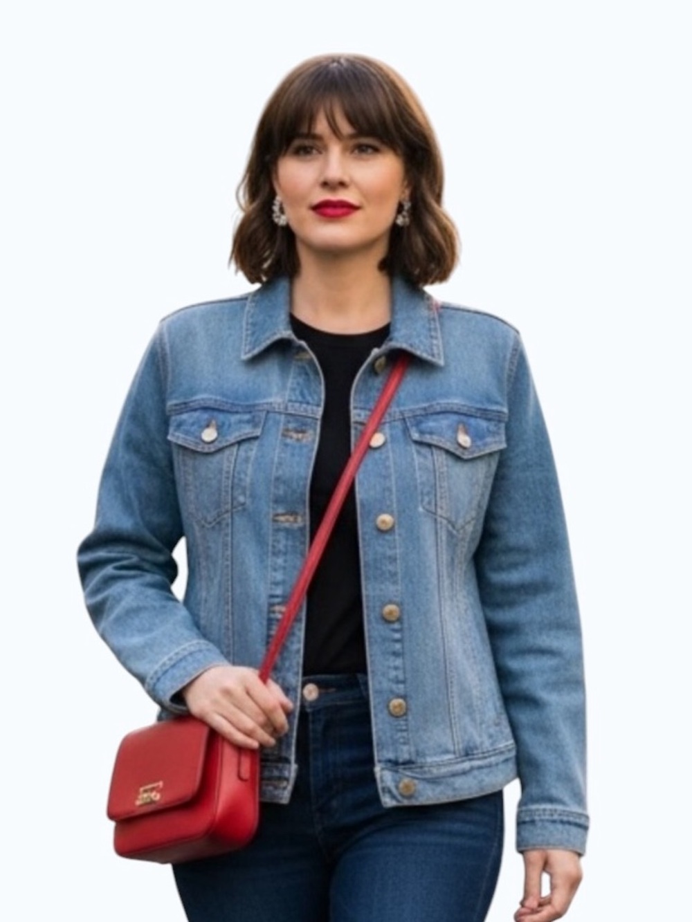 Alia Petite Denim Jacket Size 12P Blue Stretch Western Country Cottage